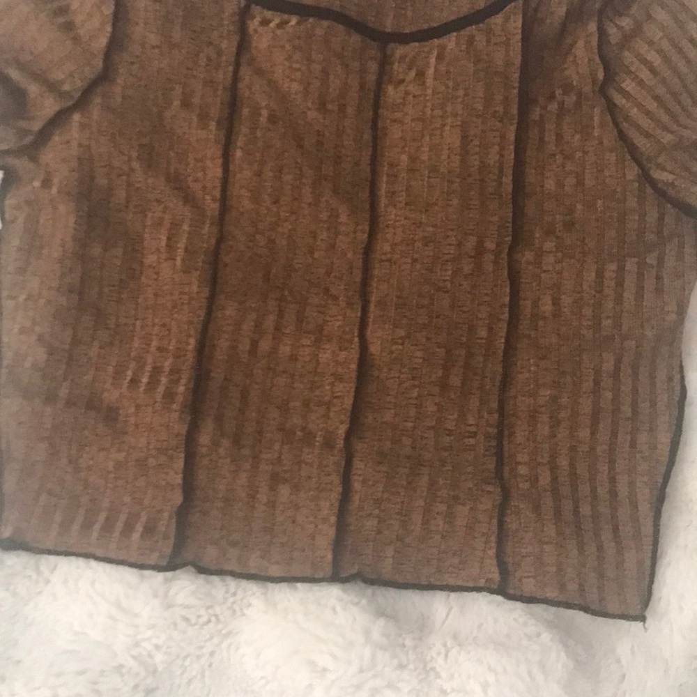 Brown Sheer Top with Black Trim - Picture 4 of 5